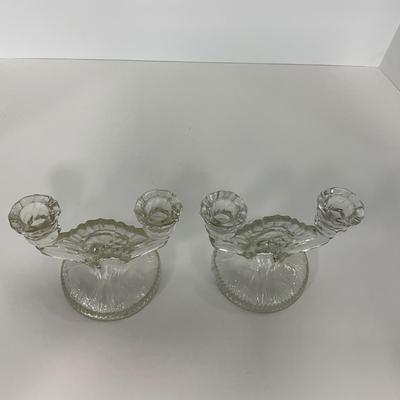-273- GLASSWARE | Iris & Herringbone Jeanette Glass Co. | Candlesticks