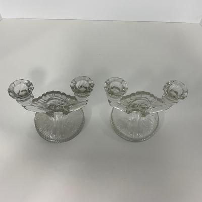 -273- GLASSWARE | Iris & Herringbone Jeanette Glass Co. | Candlesticks