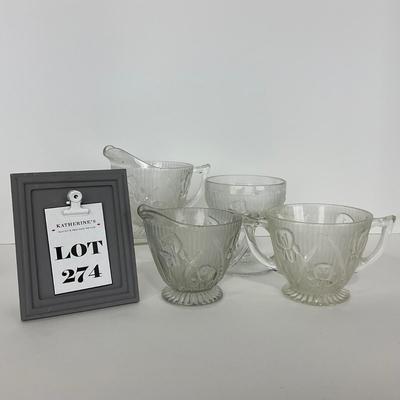-274- GLASSWARE | Iris & Herringbone Jeanette Glass Co. | Creamers , Sugar, & Sherbet