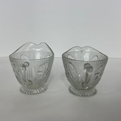 -274- GLASSWARE | Iris & Herringbone Jeanette Glass Co. | Creamers , Sugar, & Sherbet