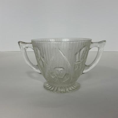 -274- GLASSWARE | Iris & Herringbone Jeanette Glass Co. | Creamers , Sugar, & Sherbet