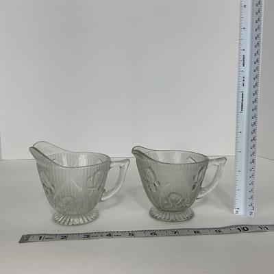-274- GLASSWARE | Iris & Herringbone Jeanette Glass Co. | Creamers , Sugar, & Sherbet