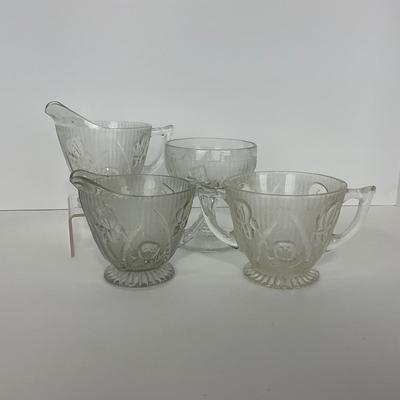 -274- GLASSWARE | Iris & Herringbone Jeanette Glass Co. | Creamers , Sugar, & Sherbet