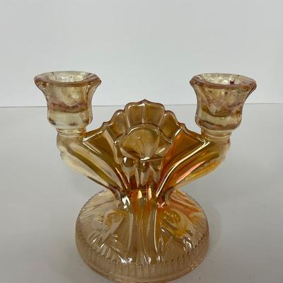 -275- GLASSWARE | Peach Iris & Herringbone Jeanette Glass Co.
