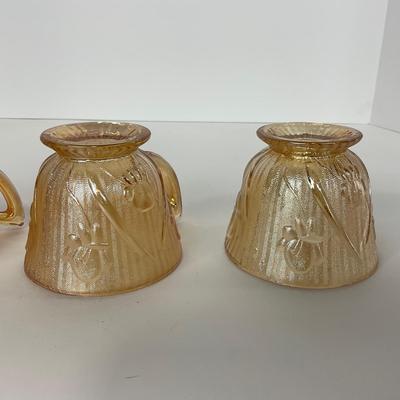 -275- GLASSWARE | Peach Iris & Herringbone Jeanette Glass Co.