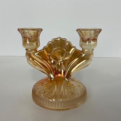 -275- GLASSWARE | Peach Iris & Herringbone Jeanette Glass Co.