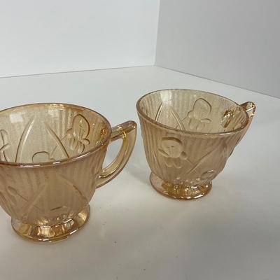 -275- GLASSWARE | Peach Iris & Herringbone Jeanette Glass Co.