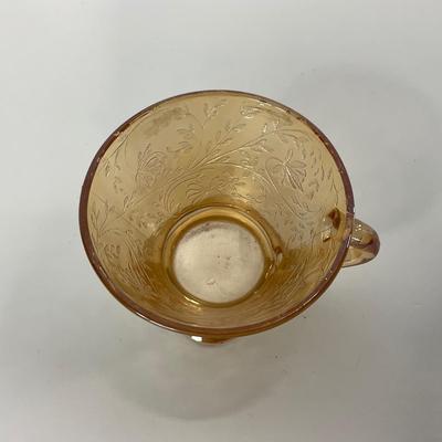 -276- GLASSWARE | Floragold Louisa Jeanette Glass Co. | Cups & Butter Dish Top