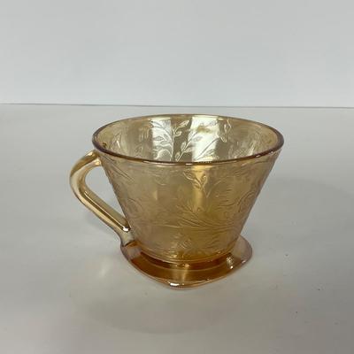 -276- GLASSWARE | Floragold Louisa Jeanette Glass Co. | Cups & Butter Dish Top