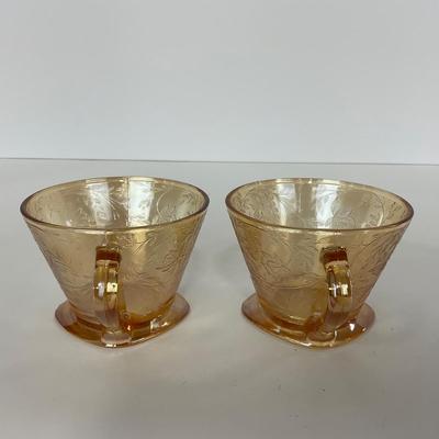 -276- GLASSWARE | Floragold Louisa Jeanette Glass Co. | Cups & Butter Dish Top
