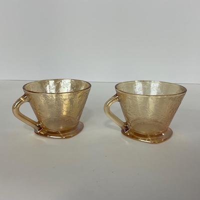 -276- GLASSWARE | Floragold Louisa Jeanette Glass Co. | Cups & Butter Dish Top