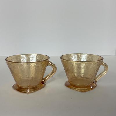 -276- GLASSWARE | Floragold Louisa Jeanette Glass Co. | Cups & Butter Dish Top