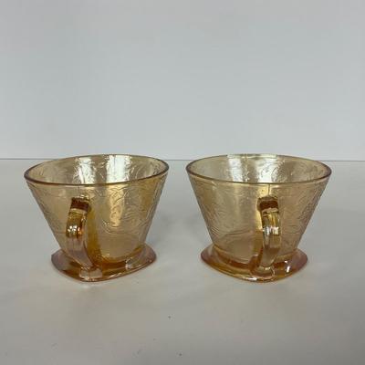 -276- GLASSWARE | Floragold Louisa Jeanette Glass Co. | Cups & Butter Dish Top