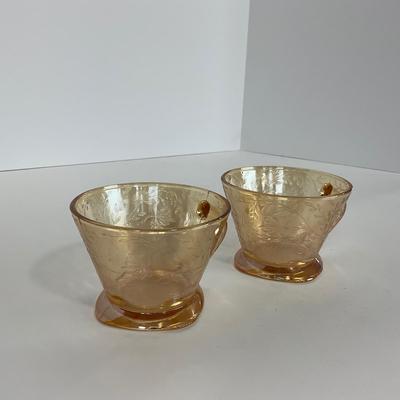 -276- GLASSWARE | Floragold Louisa Jeanette Glass Co. | Cups & Butter Dish Top