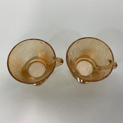 -276- GLASSWARE | Floragold Louisa Jeanette Glass Co. | Cups & Butter Dish Top