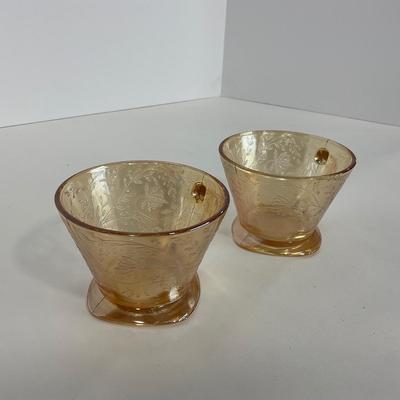 -276- GLASSWARE | Floragold Louisa Jeanette Glass Co. | Cups & Butter Dish Top