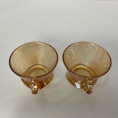 -276- GLASSWARE | Floragold Louisa Jeanette Glass Co. | Cups & Butter Dish Top