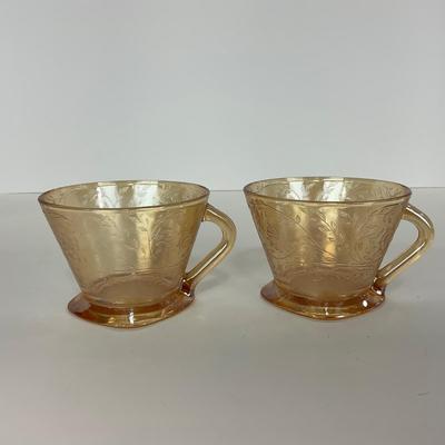 -276- GLASSWARE | Floragold Louisa Jeanette Glass Co. | Cups & Butter Dish Top