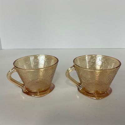 -276- GLASSWARE | Floragold Louisa Jeanette Glass Co. | Cups & Butter Dish Top