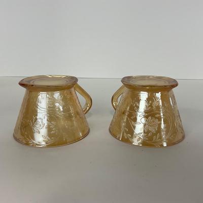 -276- GLASSWARE | Floragold Louisa Jeanette Glass Co. | Cups & Butter Dish Top