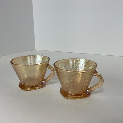 -276- GLASSWARE | Floragold Louisa Jeanette Glass Co. | Cups & Butter Dish Top