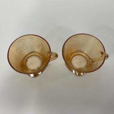 -276- GLASSWARE | Floragold Louisa Jeanette Glass Co. | Cups & Butter Dish Top