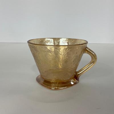 -276- GLASSWARE | Floragold Louisa Jeanette Glass Co. | Cups & Butter Dish Top