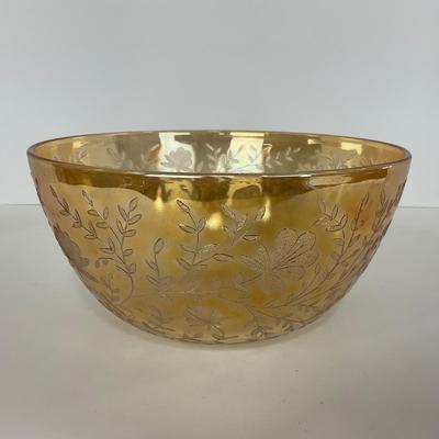 -277- GLASSWARE | Floragold Louisa Jeanette Glass Co. | Large Bowl