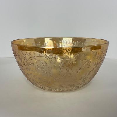 -277- GLASSWARE | Floragold Louisa Jeanette Glass Co. | Large Bowl
