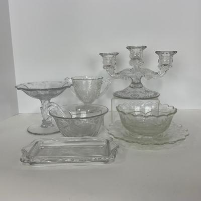 -278- GLASSWARE | Misc. Etched Rose Dishes