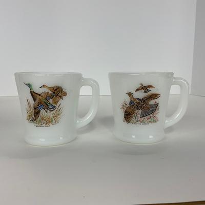 -279- GLASSWARE | Game Birds Fire King Anchor Hocking Glass Co. | Mugs & Ashtray