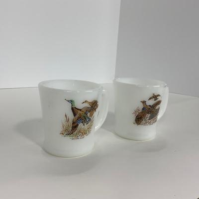 -279- GLASSWARE | Game Birds Fire King Anchor Hocking Glass Co. | Mugs & Ashtray