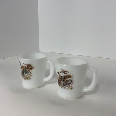 -279- GLASSWARE | Game Birds Fire King Anchor Hocking Glass Co. | Mugs & Ashtray