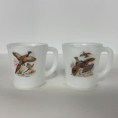 -279- GLASSWARE | Game Birds Fire King Anchor Hocking Glass Co. | Mugs & Ashtray