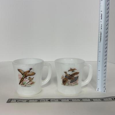 -279- GLASSWARE | Game Birds Fire King Anchor Hocking Glass Co. | Mugs & Ashtray