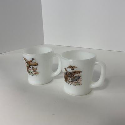 -279- GLASSWARE | Game Birds Fire King Anchor Hocking Glass Co. | Mugs & Ashtray