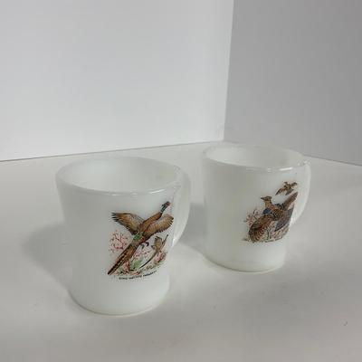 -279- GLASSWARE | Game Birds Fire King Anchor Hocking Glass Co. | Mugs & Ashtray