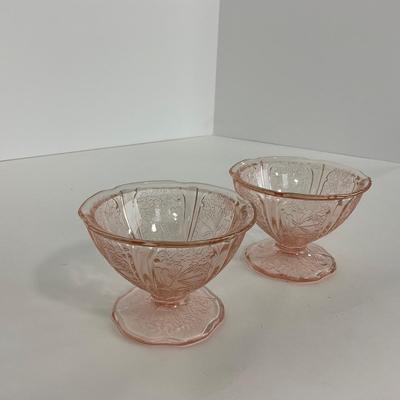-280- GLASSWARE | Cherry Blossom Jeanette Glass Co. | Sherbets & Covered Sugar