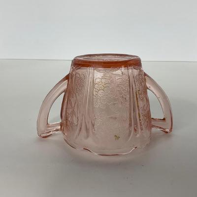 -280- GLASSWARE | Cherry Blossom Jeanette Glass Co. | Sherbets & Covered Sugar