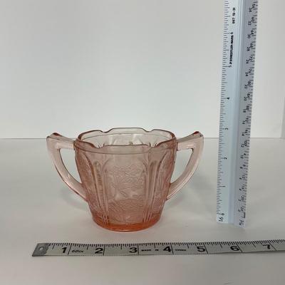 -280- GLASSWARE | Cherry Blossom Jeanette Glass Co. | Sherbets & Covered Sugar