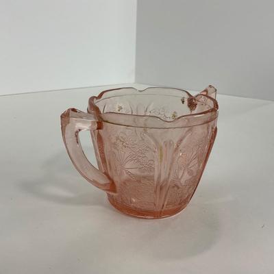 -280- GLASSWARE | Cherry Blossom Jeanette Glass Co. | Sherbets & Covered Sugar