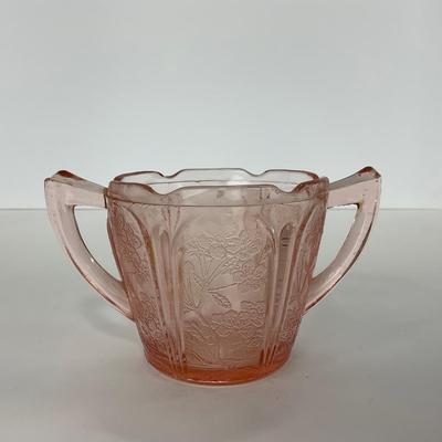 -280- GLASSWARE | Cherry Blossom Jeanette Glass Co. | Sherbets & Covered Sugar