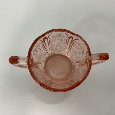 -280- GLASSWARE | Cherry Blossom Jeanette Glass Co. | Sherbets & Covered Sugar