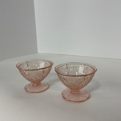 -280- GLASSWARE | Cherry Blossom Jeanette Glass Co. | Sherbets & Covered Sugar