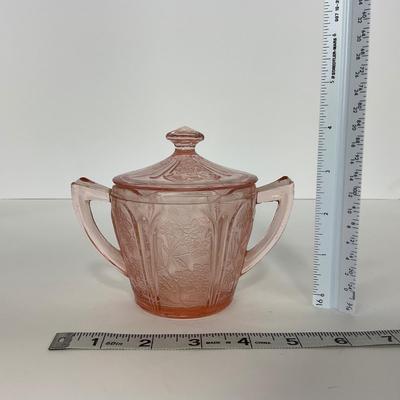 -280- GLASSWARE | Cherry Blossom Jeanette Glass Co. | Sherbets & Covered Sugar