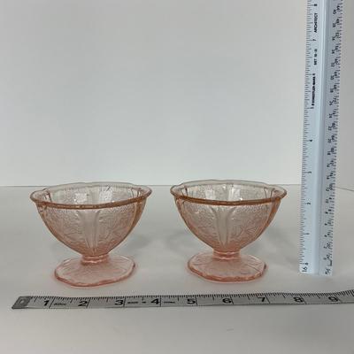 -280- GLASSWARE | Cherry Blossom Jeanette Glass Co. | Sherbets & Covered Sugar