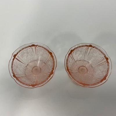 -280- GLASSWARE | Cherry Blossom Jeanette Glass Co. | Sherbets & Covered Sugar