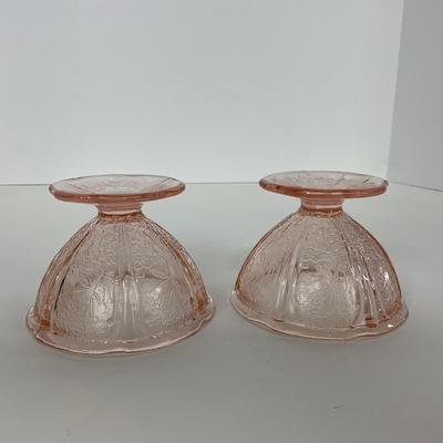 -280- GLASSWARE | Cherry Blossom Jeanette Glass Co. | Sherbets & Covered Sugar