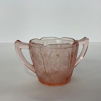 -280- GLASSWARE | Cherry Blossom Jeanette Glass Co. | Sherbets & Covered Sugar