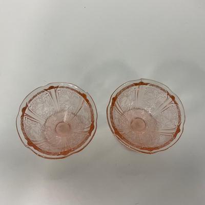 -280- GLASSWARE | Cherry Blossom Jeanette Glass Co. | Sherbets & Covered Sugar